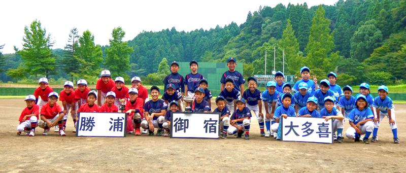 試合を楽しんだ３チームの選手たち（大多喜町スポーツ少年団提供）