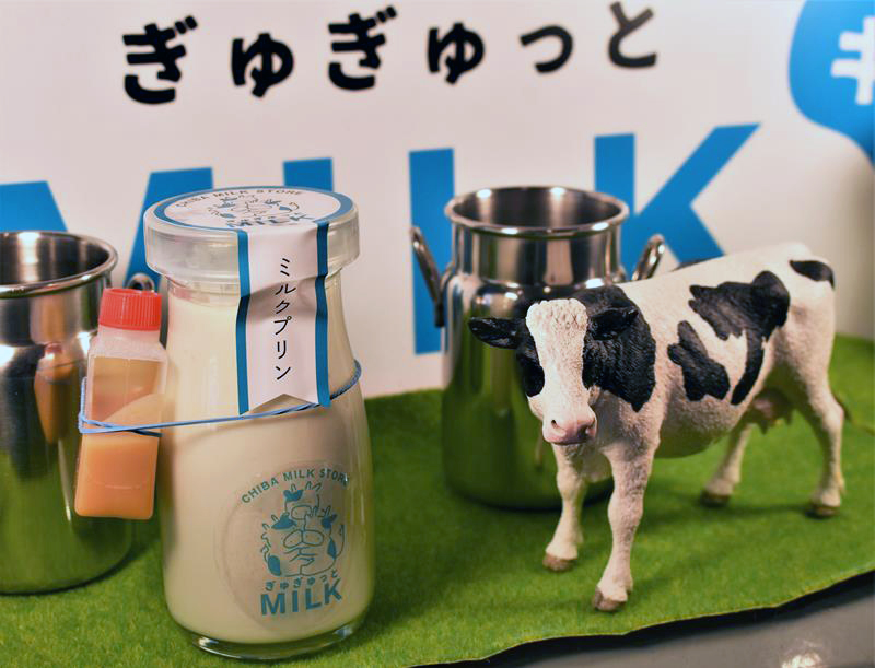 県産牛乳のスイーツブランド「ぎゅぎゅっと　ＭＩＬＫ」が新発売したプリン＝１５日、千葉市中央区のペリエマルシェ千葉店