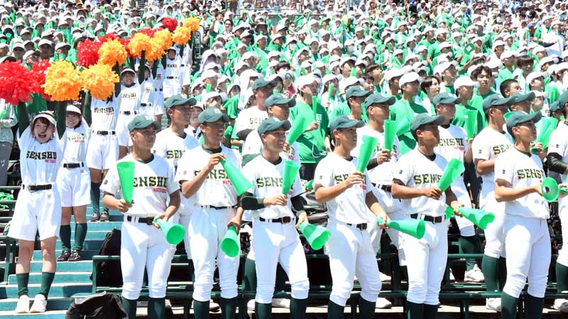 ナインに声援を送る専大松戸の応援団=12日、兵庫県西宮市の甲子園球場(記事と直接関係ありません)