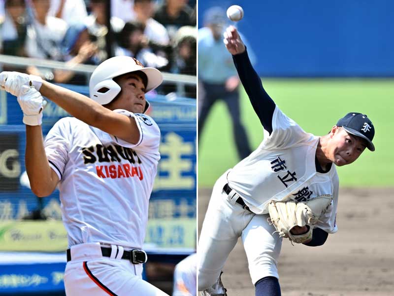 木更津総合の井上陸（左）と市船橋の工藤将祐