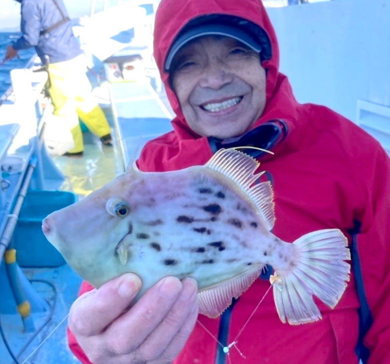 富浦沖で釣り上げたカワハギ(写真は「萬栄丸」提供)