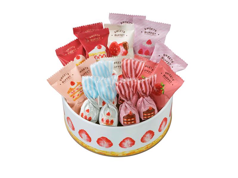 イオン限定で販売しているイチゴケーキを模した缶に入ったチョコレート（イオンリテール提供）