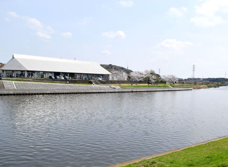 八千代市のほぼ中央を貫く新川。川岸にある防災道の駅やちよは市内の人気観光スポット